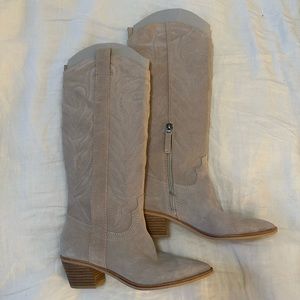 Dolce Vita suede cream western style boots